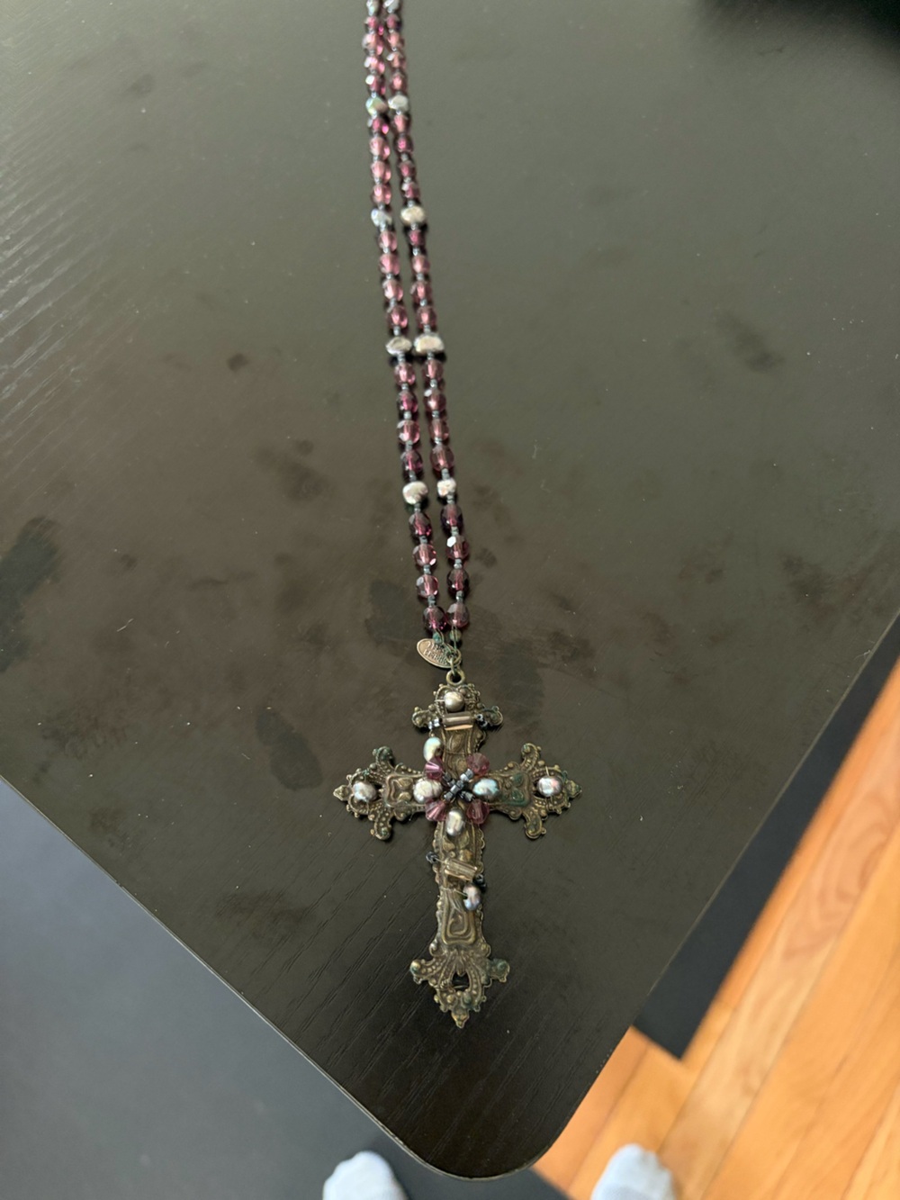 Vintage Miriam Haskell cross necklace